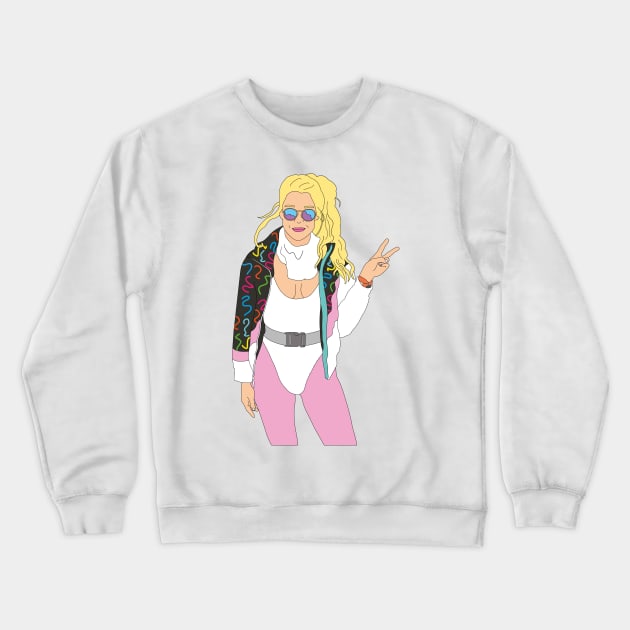 blonde skii girl vintage ski suit sunglasses skiing 80's Crewneck Sweatshirt by Captain-Jackson